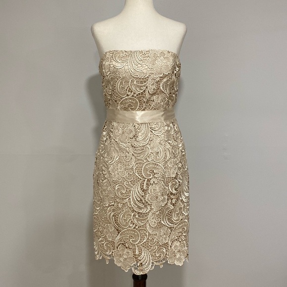 Adrianna Papell Strapless Lace Sheath Dress - Picture 3 of 9